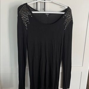 Premise Black Long Sleeve Top with Studded Accents